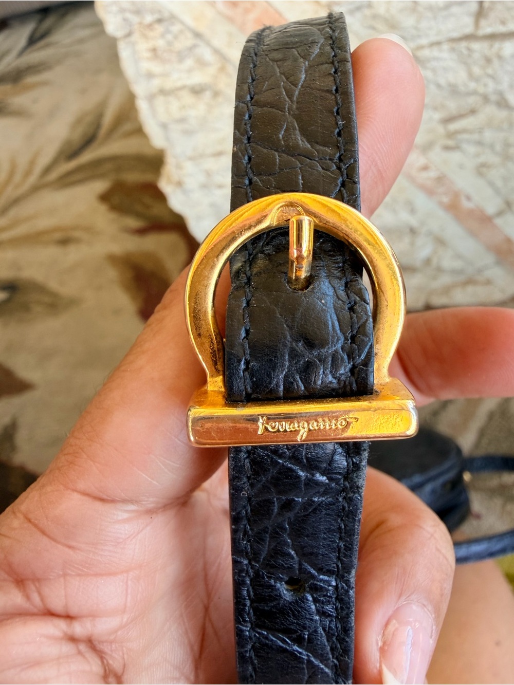 Ferragamo Croc Embossed Black Crossbody Bag💝💝💝 - Picture 9 of 9